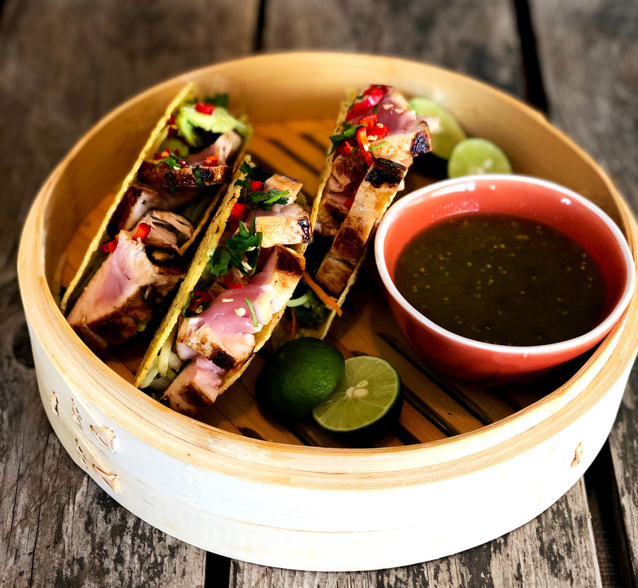 Albacore, Cumin and Lime spiced Tacos with Homemade Pickled Chillies