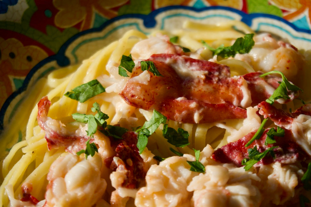 Butter Poached Lobster with Lemon Pepper Linguine