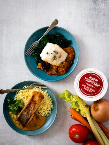 Crispy Skinned Salmon with Tomato Coconut Curry