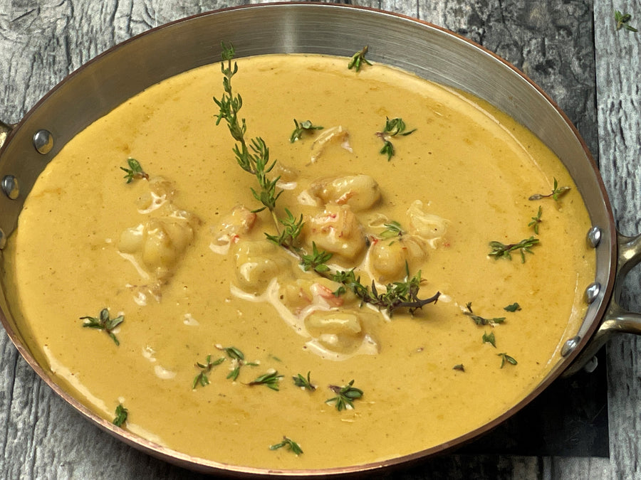 Spot Prawn Bisque with Blue Shrimp