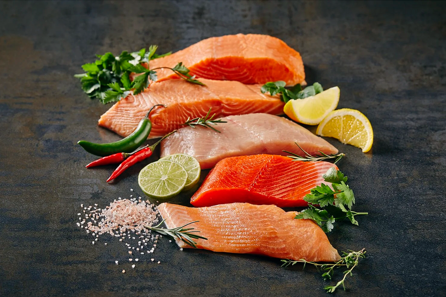 Wild-caught BC salmon fillet compared to farmed Atlantic salmon