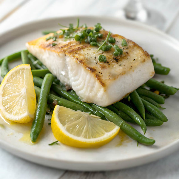 Wild BC Halibut Portion — 6oz skin-on fillet, flash frozen, sustainably caught